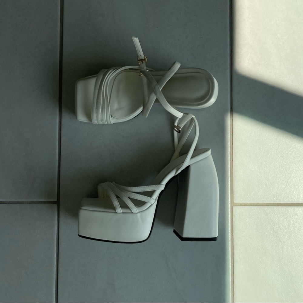 Naked Wolfe White Heels